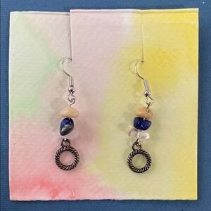 Silver and Blue Dangle Earrings with Faceted Beads